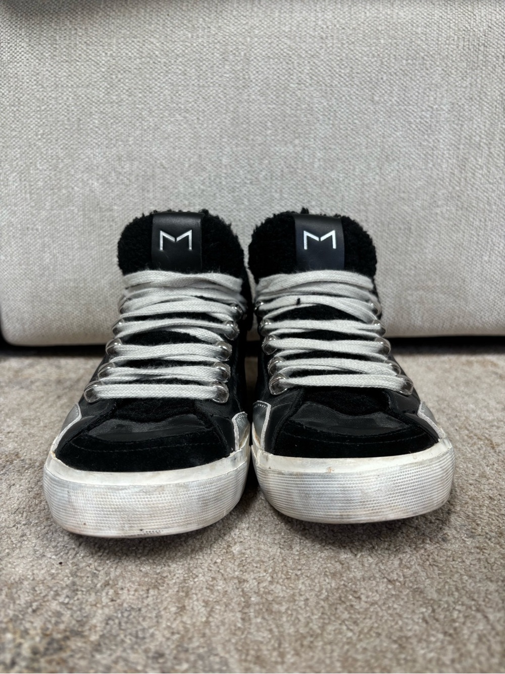 Marc Fisher Black and White High-Top Sneakers